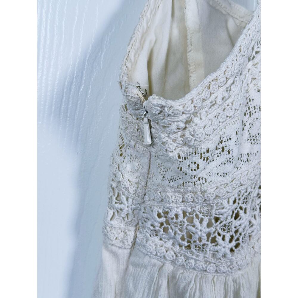 American Eagle Babydoll Mini Dress Size XS Cream Boho Country Cowgirl Concert - Picture 7 of 13